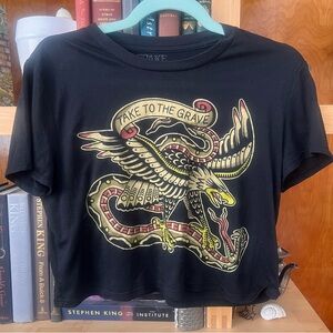 Take To The Grave || Black Graphic Tee with Eagle and Snake Design